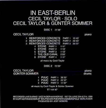 Cecil Taylor & Günter Sommer — In East-Berlin