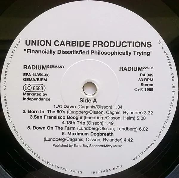 Union Carbide Productions — Financially Dissatisfied Philosophically Trying