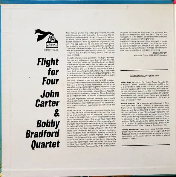 John Carter & Bobby Bradford Quartet — Flight For Four