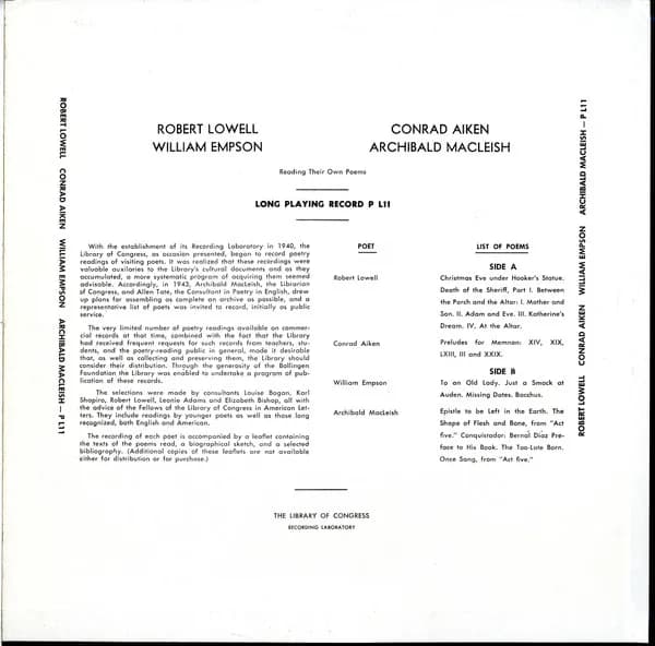 Robert Lowell, Conrad Aiken / William Empson, Archibald MacLeish — Twentieth Century Poetry In English
