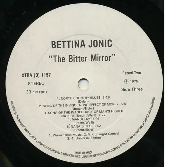 Bettina Jonic — The Bitter Mirror - Songs By Bertolt Brecht And Bob Dylan