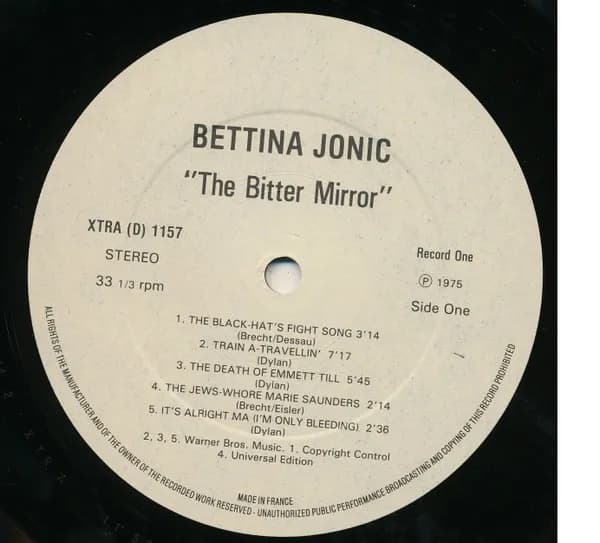 Bettina Jonic — The Bitter Mirror - Songs By Bertolt Brecht And Bob Dylan
