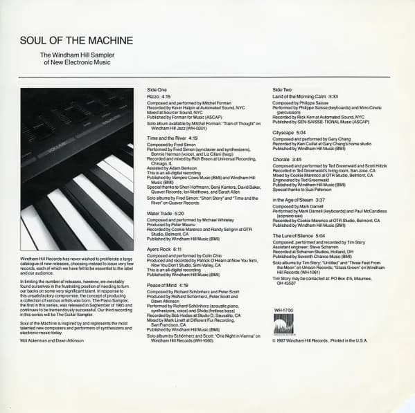 Various — Soul Of The Machine (The Windham Hill Sampler Of New Electronic Music)