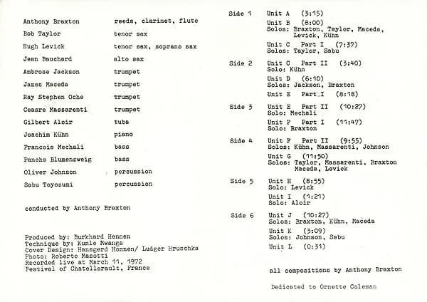 Anthony Braxton Creative Music Orchestra — RBN----3° K12 (Pour Orchestre)