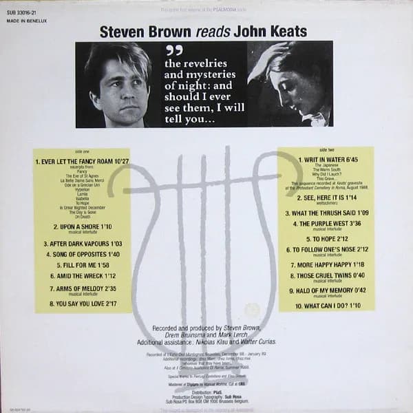 Steven Brown Reads John Keats — The Day Is Gone & Other Sonnets