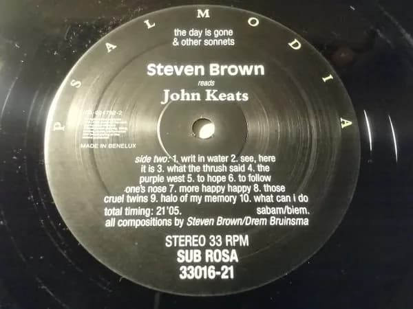 Steven Brown Reads John Keats — The Day Is Gone & Other Sonnets