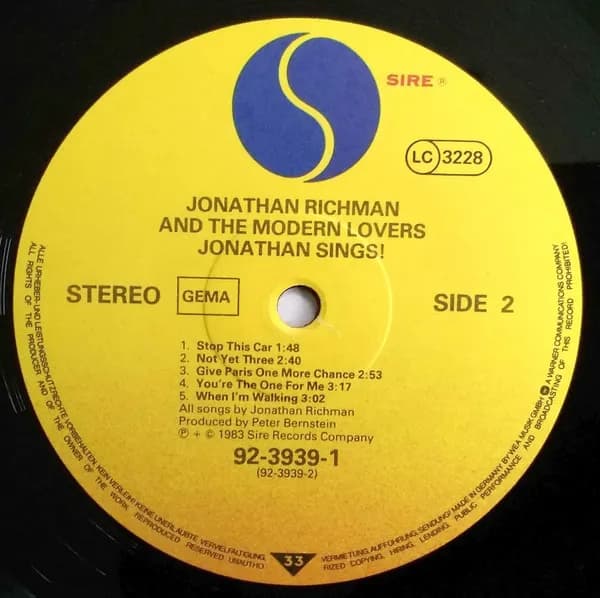 Jonathan Richman & The Modern Lovers — Jonathan Sings!