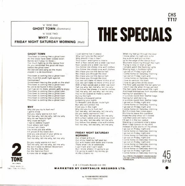 The Specials — Ghost Town / Why? / Friday Night Saturday Morning