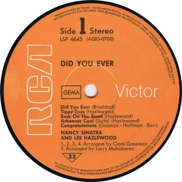 Nancy Sinatra & Lee Hazlewood — Did You Ever?