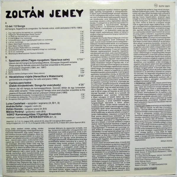 Zoltán Jeney — Twelve Songs - Cantos Para Todos - Spaziosa Calma - Heraclitus's Watermark
