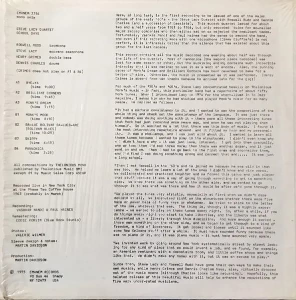 Steve Lacy, Roswell Rudd, Henry Grimes, Denis Charles — School Days ~ A 1963 Live Session Released For The First Time