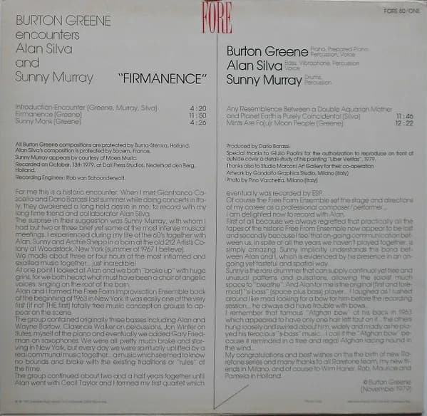 Burton Greene Encounters Alan Silva And Sunny Murray — Firmanence