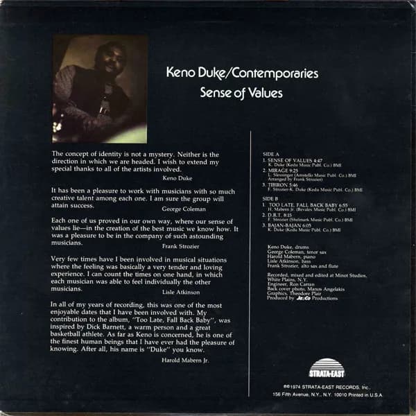 Keno Duke / Jazz Contemporaries — Sense Of Values