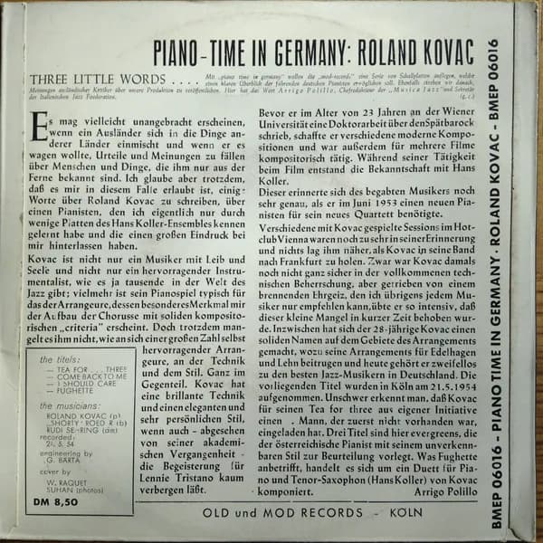 Roland Kovac — Piano-time In Germany