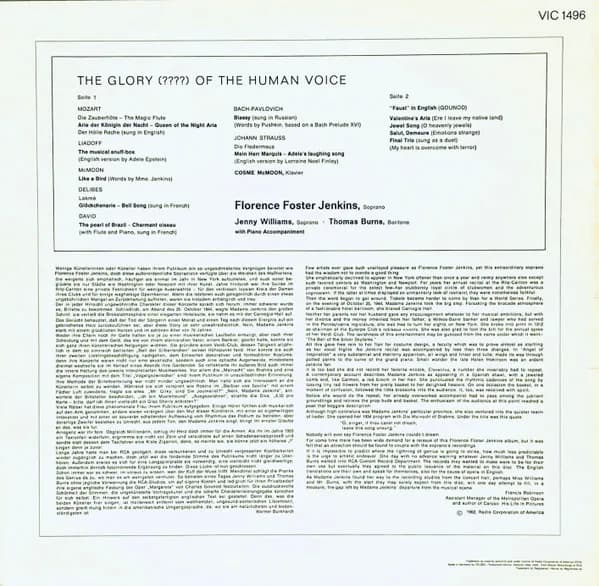 Florence Foster Jenkins / Jenny Williams And Thomas Burns — The Glory (????) Of The Human Voice