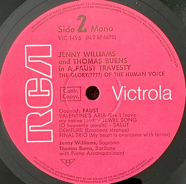 Florence Foster Jenkins / Jenny Williams And Thomas Burns — The Glory (????) Of The Human Voice