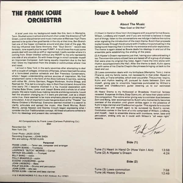 The Frank Lowe Orchestra — Lowe And Behold