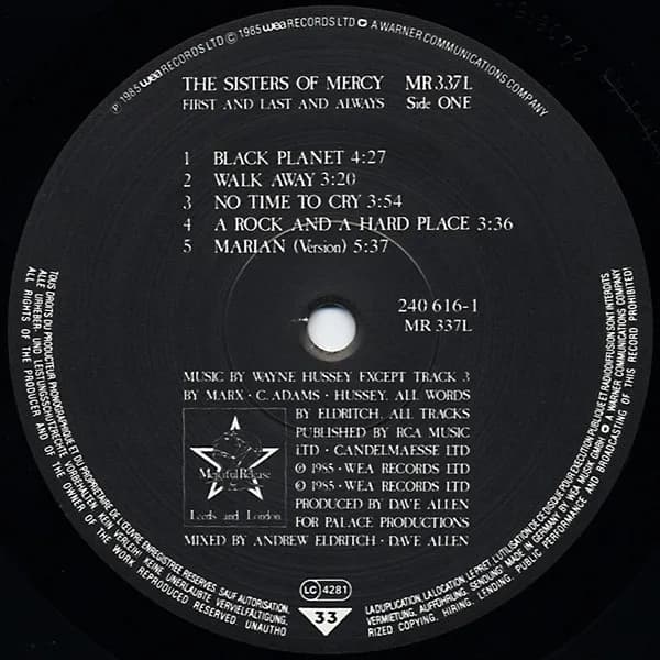 The Sisters Of Mercy — First And Last And Always