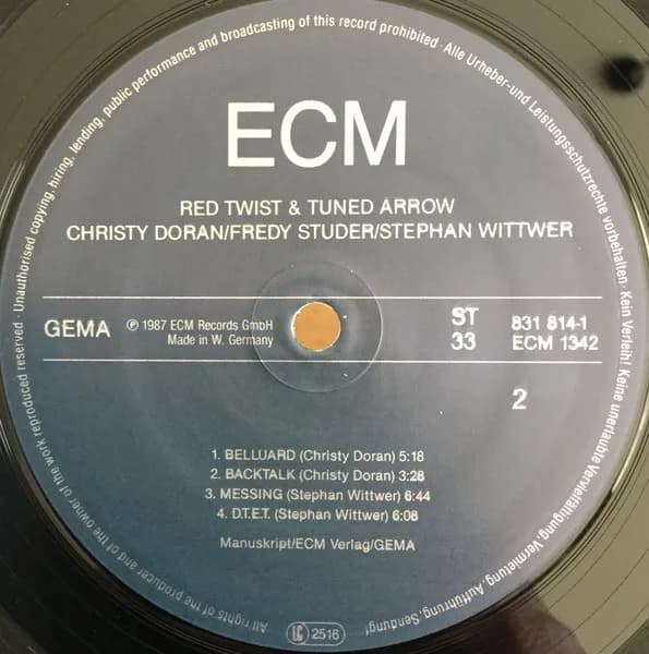 Red Twist & Tuned Arrow : Christy Doran / Fredy Studer / Stephan Wittwer — Red Twist & Tuned Arrow