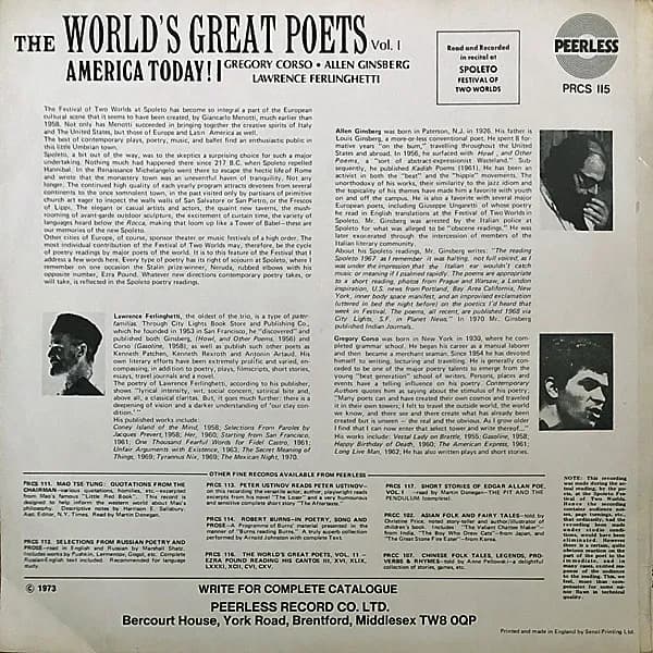 Allen Ginsberg / Gregory Corso / Lawrence Ferlinghetti — America Today! (The World's Greatest Poets Vol. I)