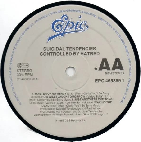 Suicidal Tendencies — Controlled By Hatred / Feel Like Shit... Deja-Vu