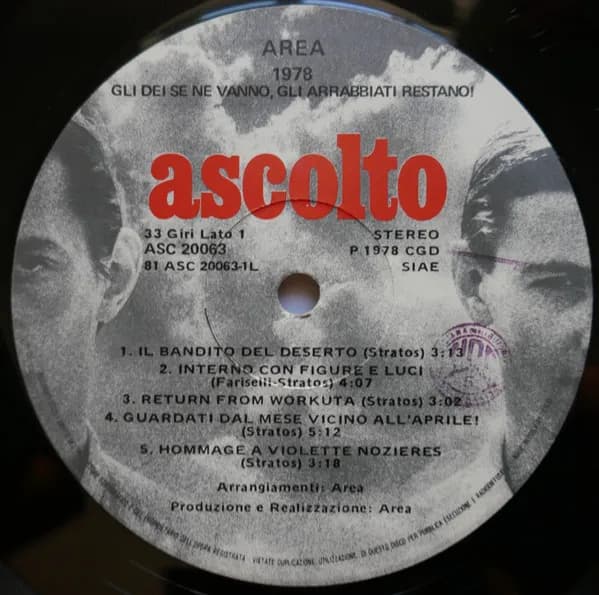 Area (6) — 1978 Gli Dei Se Ne Vanno, Gli Arrabbiati Restano!