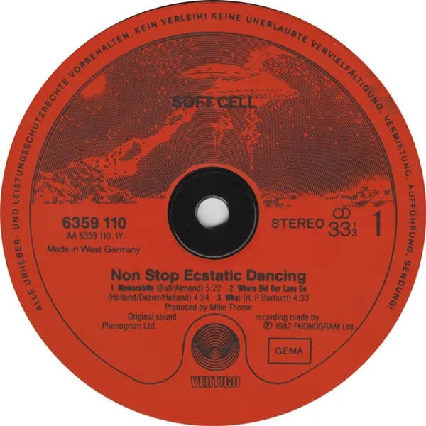 Soft Cell — Non Stop Ecstatic Dancing