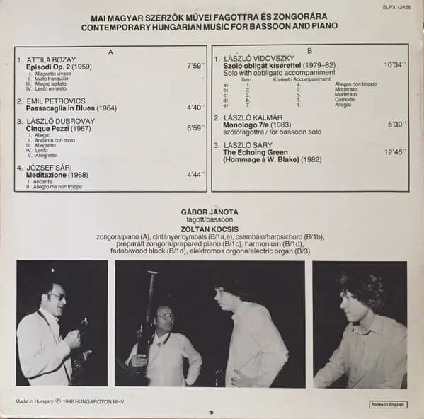 Gábor Janota, Zoltán Kocsis — Contemporary Hungarian Music For Bassoon And Piano