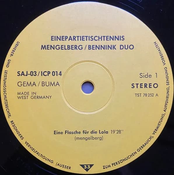 Misha Mengelberg / Han Bennink — Einepartietischtennis