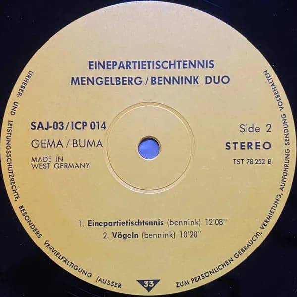 Misha Mengelberg / Han Bennink — Einepartietischtennis