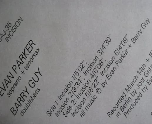 Evan Parker / Barry Guy — Incision