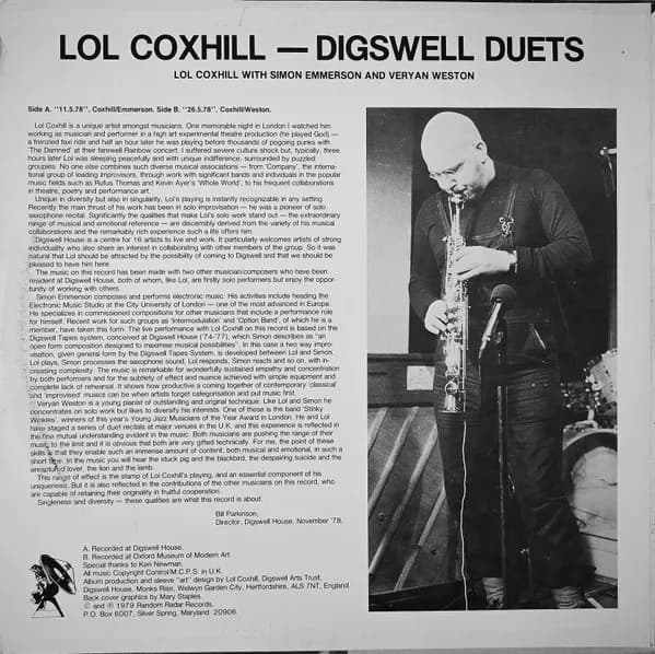 Lol Coxhill — Digswell Duets