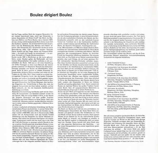 Pierre Boulez — Le Marteau Sans Maître Für Alt Und Sechs Instrumente Nach Texten Von René Char