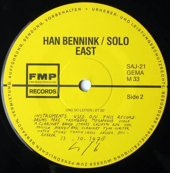 Han Bennink — Solo - West/East