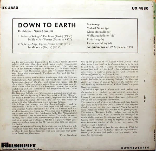 Michael Naura Quintett — Down To Earth