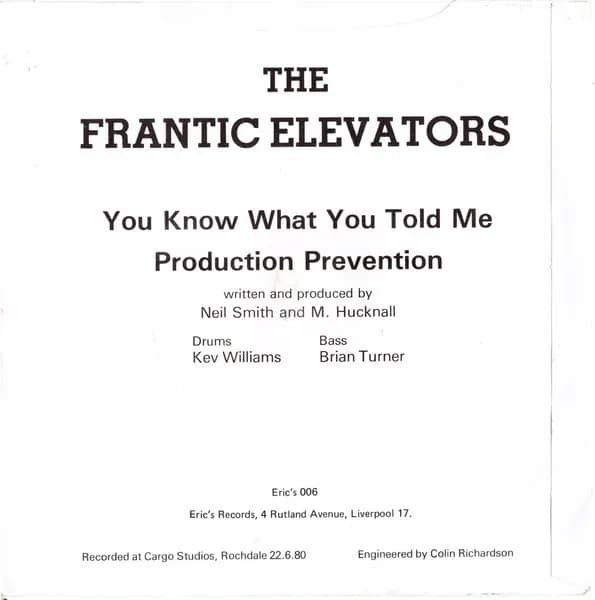 The Frantic Elevators — You Know What You Told Me