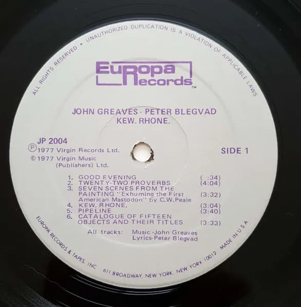 John Greaves / Peter Blegvad / Lisa Herman — Kew. Rhone.