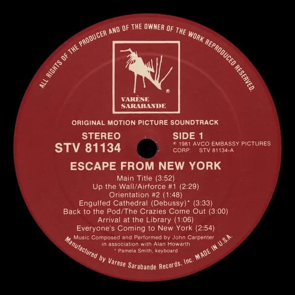 John Carpenter In Association With Alan Howarth — Escape From New York (Original Motion Picture Soundtrack)