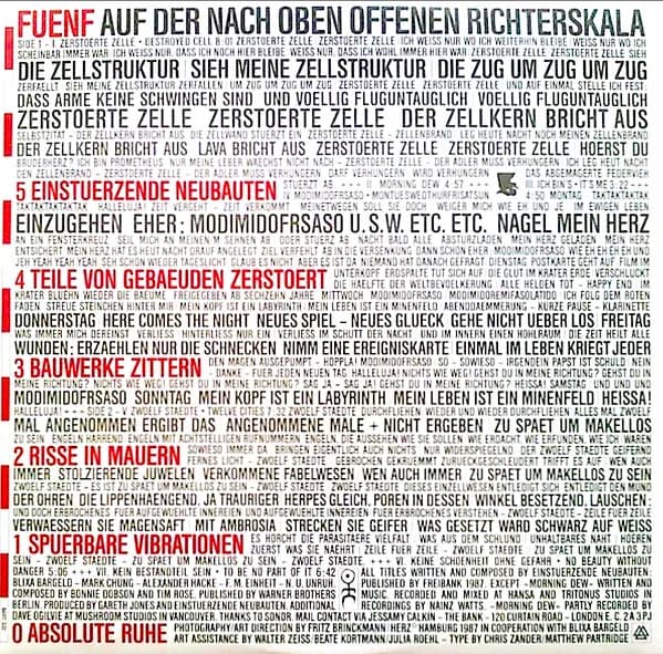 Einstürzende Neubauten — Fuenf Auf Der Nach Oben Offenen Richterskala