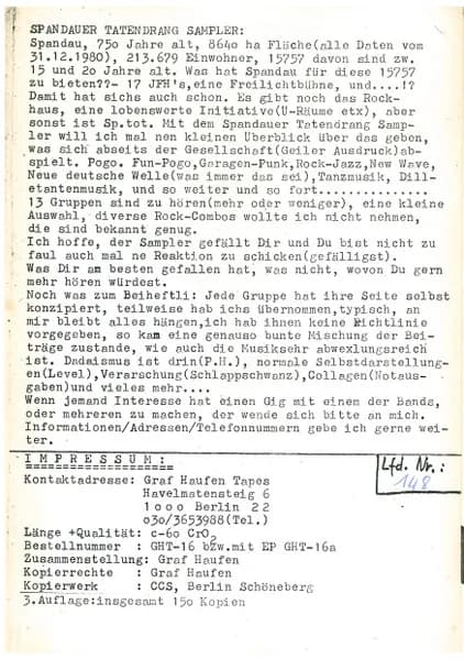 Various — Spandauer Tatendrang Sampler (Sterne Unser Heimat)