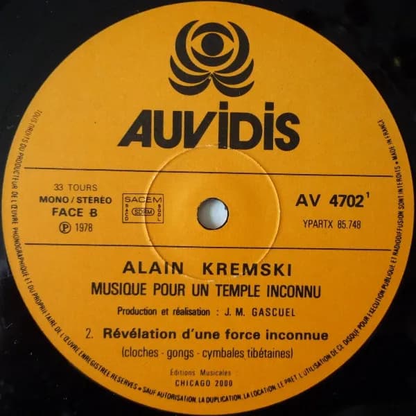 Alain Kremski — Musique Pour Un Temple Inconnu - Cloches Anciennes D'Iran, Gongs, Cymbales Tibétaines