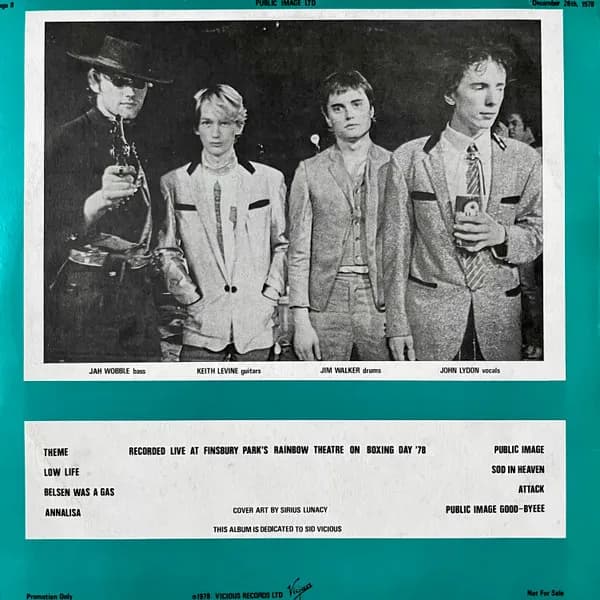 Public Image Limited — Extra Issue, 26 December 1978