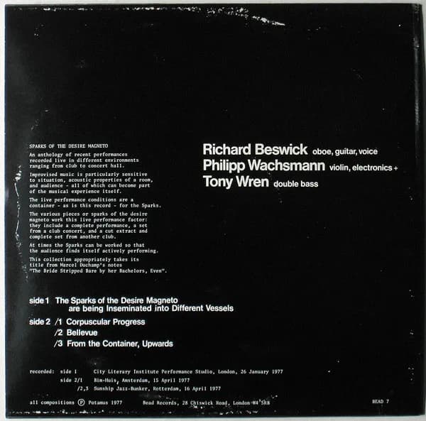 Philipp Wachsmann, Richard Beswick, Tony Wren — Sparks Of The Desire Magneto