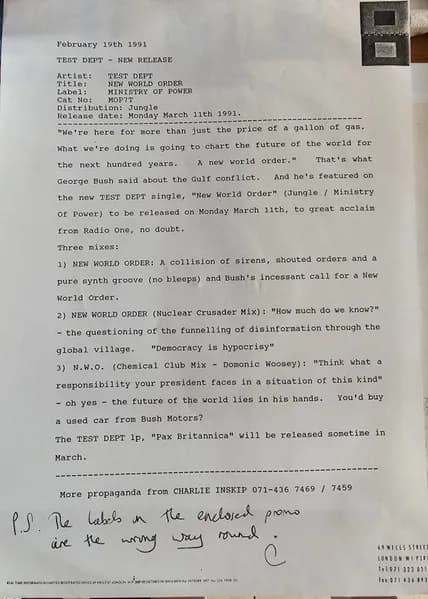 Test Dept. — New World Order