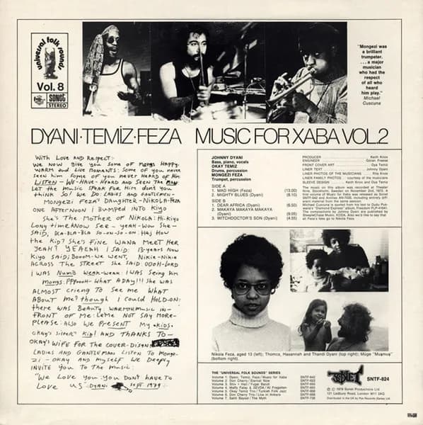 Johnny Dyani, Okay Temiz, Mongezi Feza — Music For Xaba Volume Two