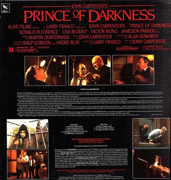John Carpenter In Association With Alan Howarth — Prince Of Darkness (Original Motion Picture Soundtrack)