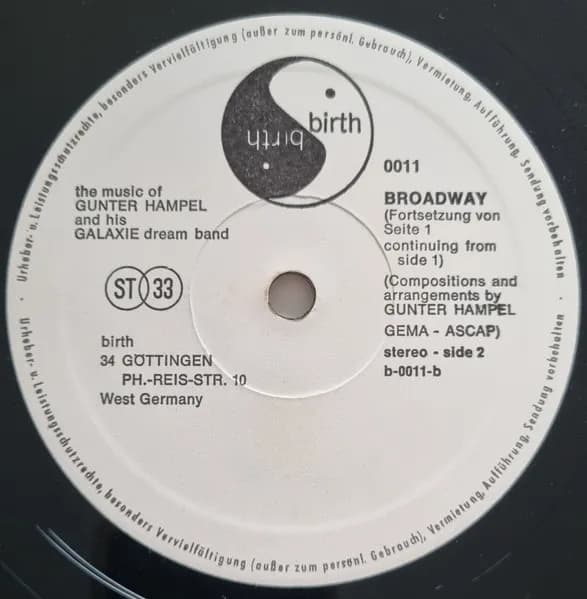Gunter Hampel And His Galaxie Dream Band — Broadway / Folksong