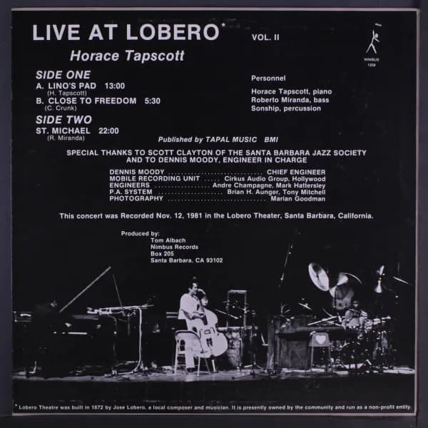 Horace Tapscott / Roberto Miranda / Sonship Theus — Live At Lobero Vol. II
