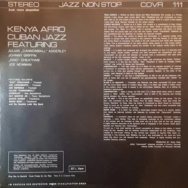 Cannonball Adderley / Johnny Griffin / Doc Cheatham / Joe Newman — Kenya Afro Cuban Jazz