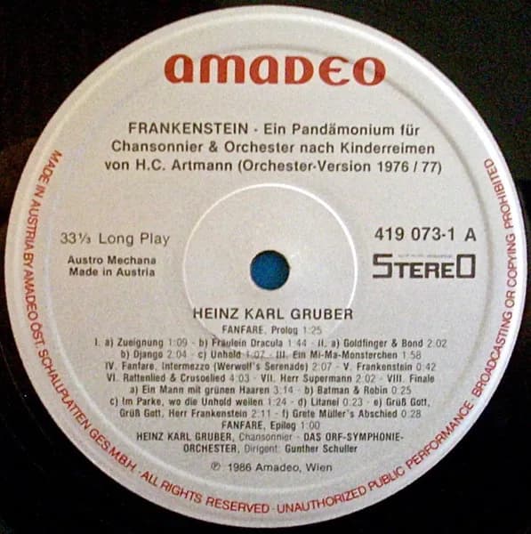 HK Gruber - H.C. Artmann — Frankenstein!!